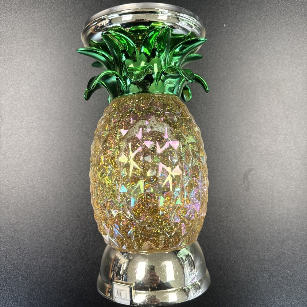 Bath &‎ Body Works 9.75" Pineapple Water Globe Pedestal 3-Wick Candle Holder